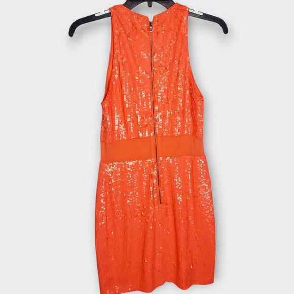 Alice + Olivia Cara Sequin Mesh Panel Mini Dress Size 4 - Picture 3 of 7